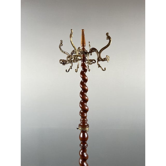 Coat Rack in Twisted Wood and Gilt Bronze, 20th Century For Sale - Image 5 of 9