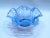 Early 20th Century 1930s Fenton Art Glass Basket Weave With Open Edge Blue Opalescent Double Crimped Bowl For Sale - Image 5 of 8