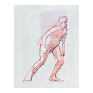 John Reilly Male Nude Watercolor and Marker For Sale