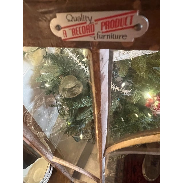 1930s Art Deco China Cabinet Curio Locking Double Door Two Glass Shelves Lighted For Sale - Image 11 of 15