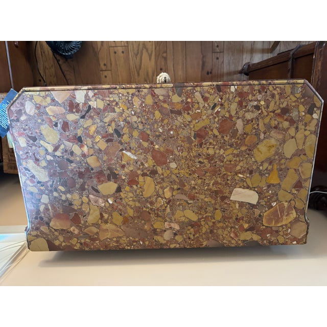 French Late 19th-Century French Louis XVI-Style Mahogany Semainier Chest — Breccia Marble Top, Tall Narrow Storage For Sale - Image 3 of 14