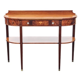 A. H. Davenport and Co. Mahogany and Satinwood Inlaid Two-Tier High Console Table, Circa 1890s For Sale