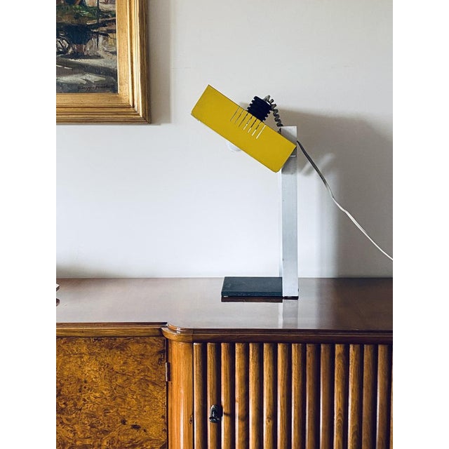 Space Age Yellow Cubic Table lamp Italy 1970s H 52 cm 30 × 25 cm Conditions: good, consistent with age and use. European...