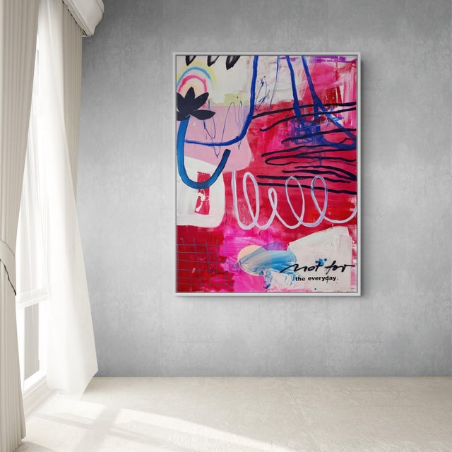 Abstract Contemporary Abstract Acrylics, Oil, Ink, Spray Paint, Screen Printing on Canvas "Not for the Everyday" by Manuela Karin Knaut For Sale - Image 3 of 10
