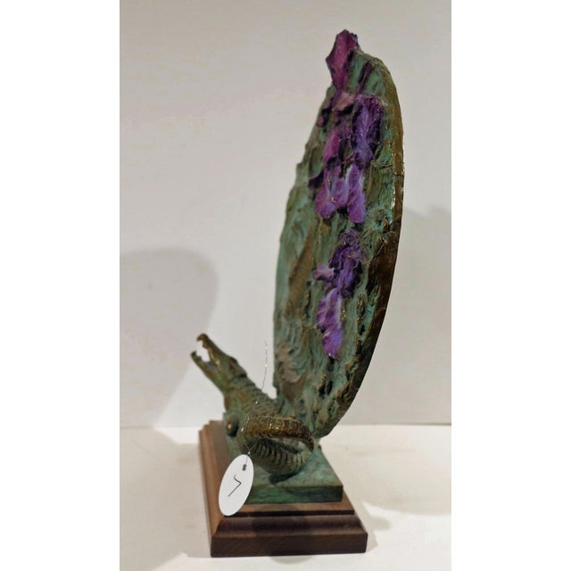 William Sharles Original Bronze Sculpture Lily Pad With Alligator For Sale - Image 12 of 18