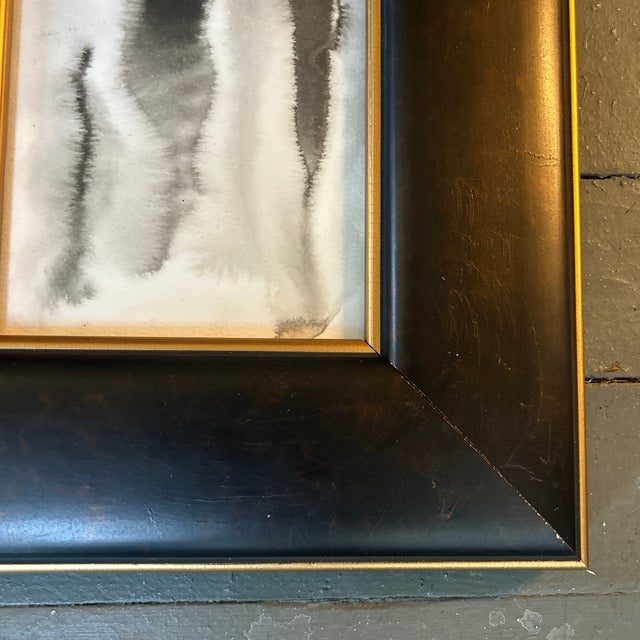 Contemporary original abstract black ink watercolor painting. Measures 5x7 or approximately 10x12. Check out my shop...