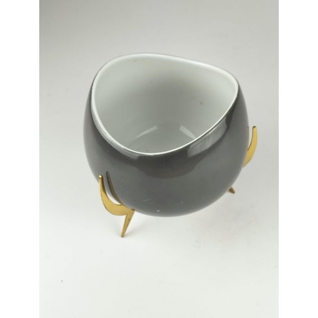 Porcelain Bowl with Brass Tripod Stand from KPM Krister, Germany, 1950s For Sale - Image 4 of 14