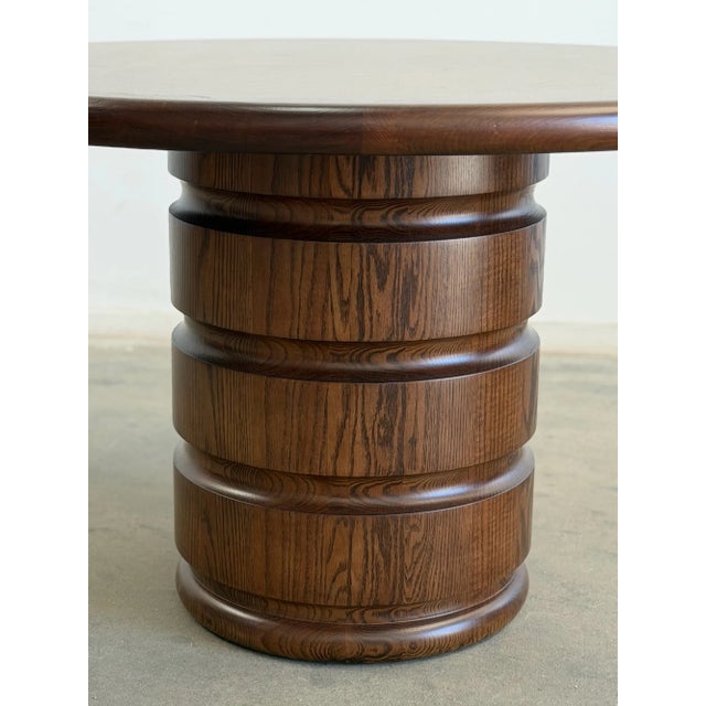 Not Yet Made - Made To Order Burl & Oak Pedestal Column Table For Sale - Image 5 of 11