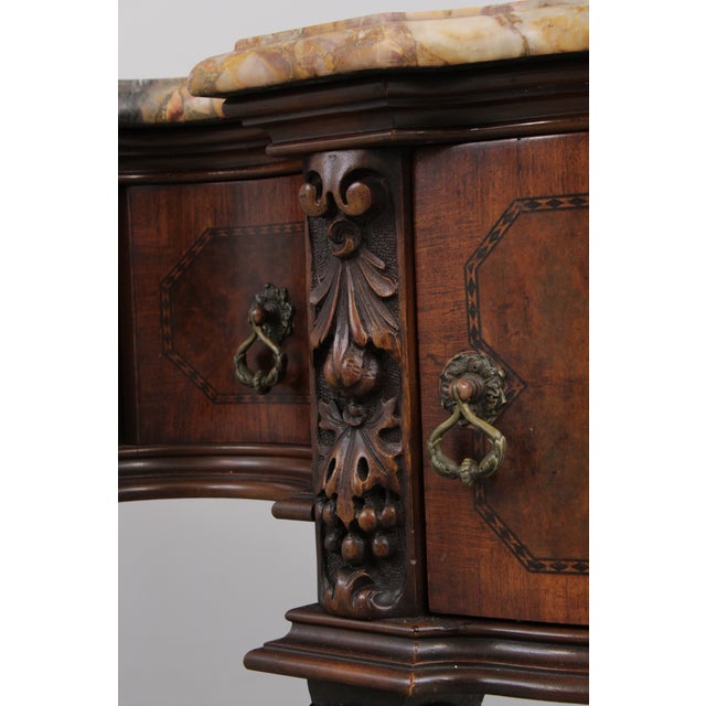 Vintage Carved Walnut Marble Top Sideboard For Sale - Image 14 of 18