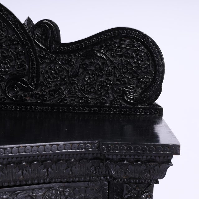 Late 19th Century Antique Anglo Indian Carved and Ebonized Cabinet For Sale - Image 5 of 12