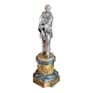 Antique Art Deco Pierrot Clown Sculpture Silvered Bronze by Auguste Louis Lalouette