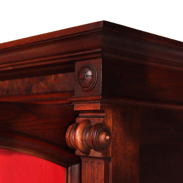 Antique Victorian Empire Walnut & Burl Step Back Bookcase C1880 For Sale - Image 12 of 18