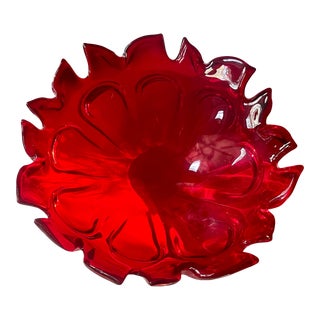 Barovier Toso Mid Century Modern Murano Art Glass Centerpiece Bowl Ruby-Red For Sale