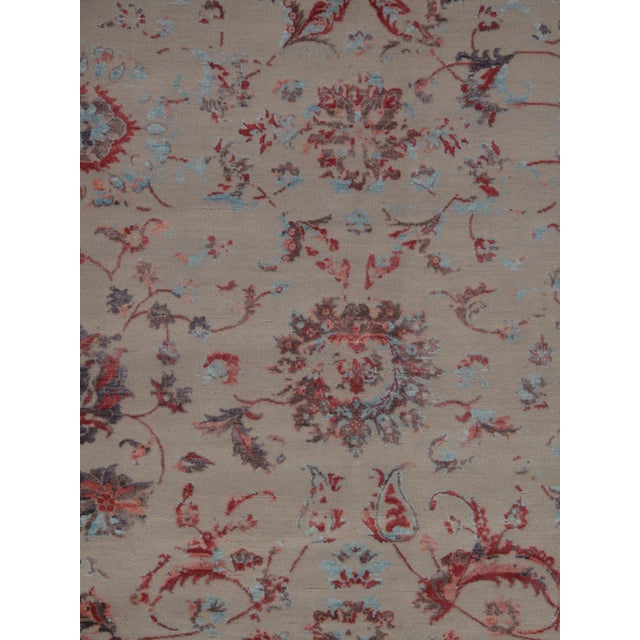 Pasargad Wool and Silk Hand-Knotted Tan Modern Rug 8' X 10' For Sale - Image 4 of 5