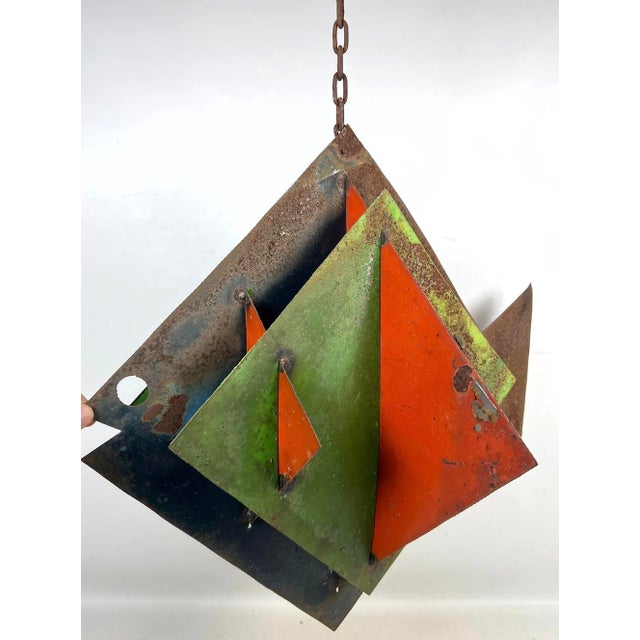 Mid-Century Modern Mid Century Modern Kinetic Metal Hanging Fish Sculpture With Painted Enamel Fins For Sale - Image 3 of 9