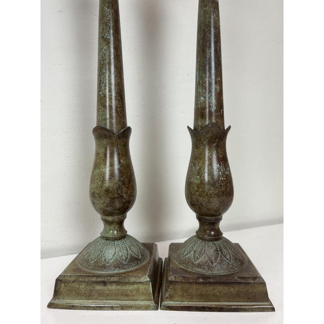 Metal Vintage Palm Tree Table Lamps in Painted Metal, 1970s, Set of 2 For Sale - Image 7 of 17
