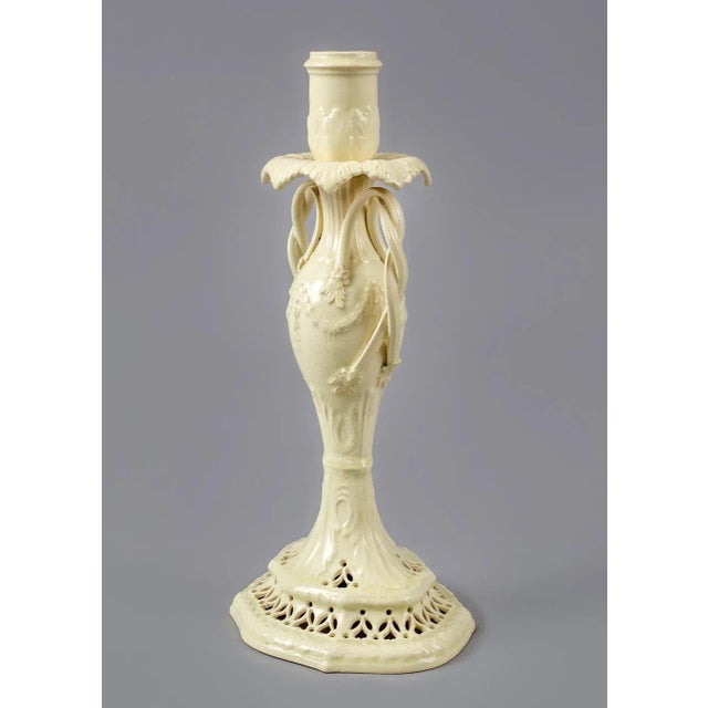 Late 18th Century 18th Century Creamware Candlestick with Twisted Handles For Sale - Image 5 of 9