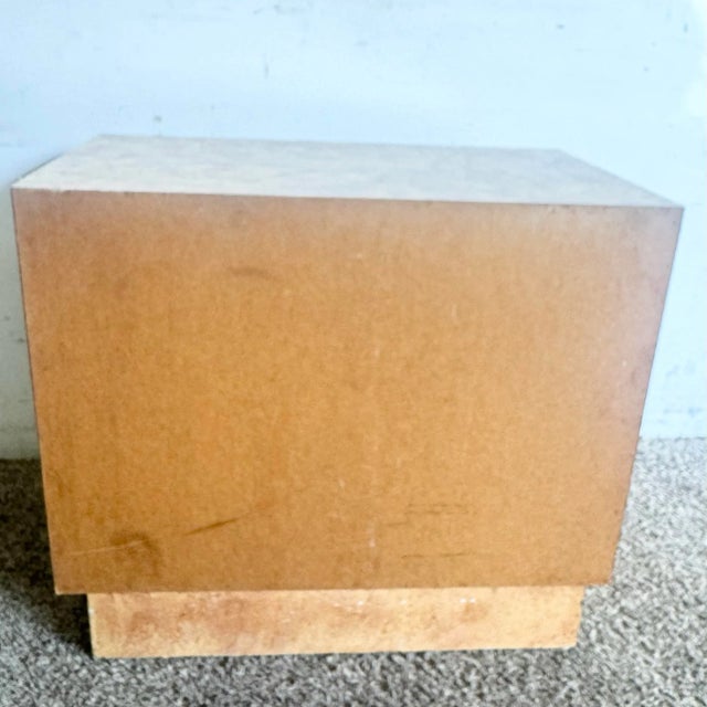Wood Postmodern Cubic Burl Wood Laminate Nightstand/End Table For Sale - Image 7 of 9