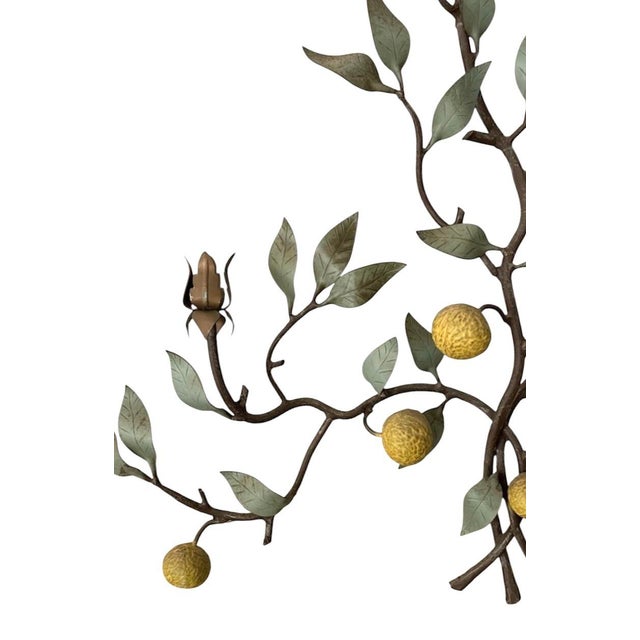 Mid 20th Century Vintage Large Italian Tole Espalier / Espaliered Orange Citrus Tree Wall Sconce / Candle Holder Sculpture For Sale - Image 5 of 8