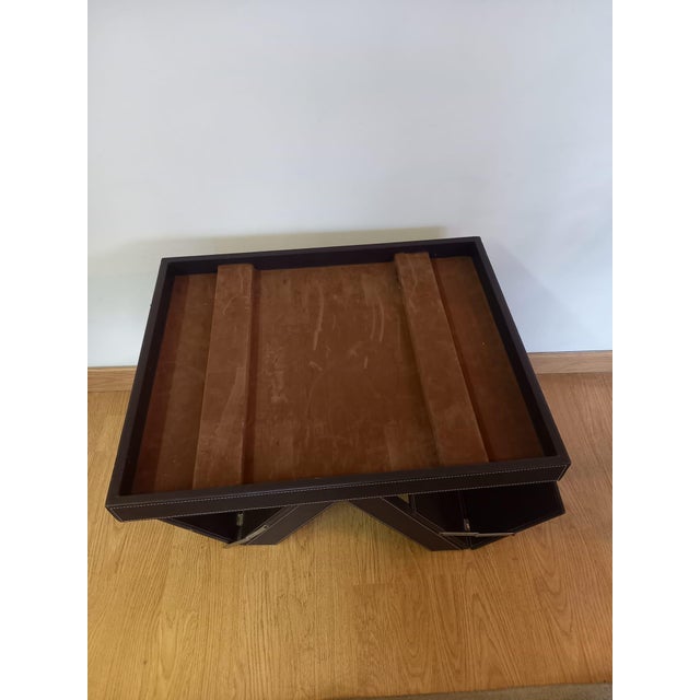 Brown Vintage Eco-Leather Magazine Rack from Schoeller, 2010 For Sale - Image 8 of 12