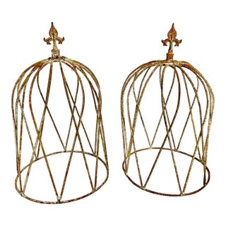 1960s Vintage French Art Deco Fleur De Lis Garden Topiary Trellises - A Pair For Sale