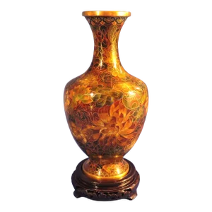 Late 20th Century Chinese Beijing Cloisonne Vase With Pedestal Enamel on Brass in Tropical Floral Design
