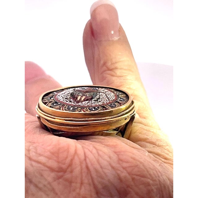 19th Century Egyptian Micro Mosaic Scarab Ring 18k, Size 7 For Sale - Image 11 of 11