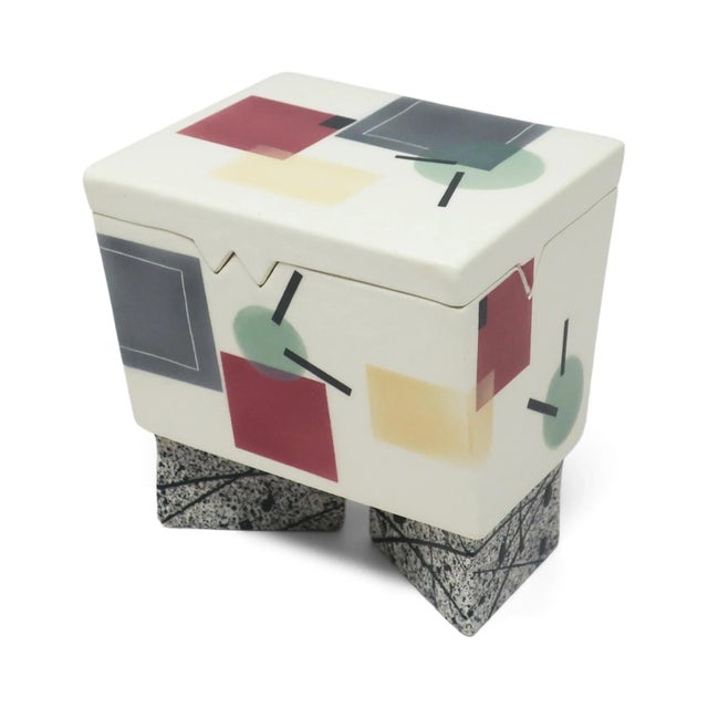 1980s Postmodern Ceramic Box by Rita Duvall (1987) For Sale - Image 5 of 10