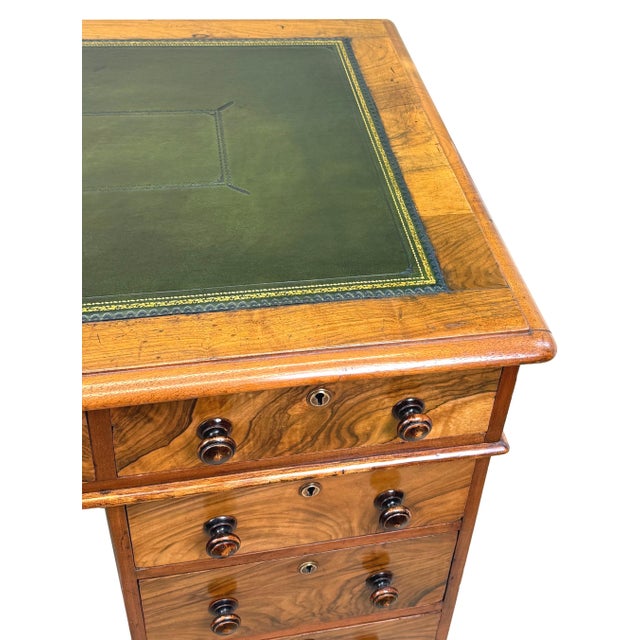 19th Century Figured Walnut Pedestal Desk, 1860s For Sale - Image 4 of 11