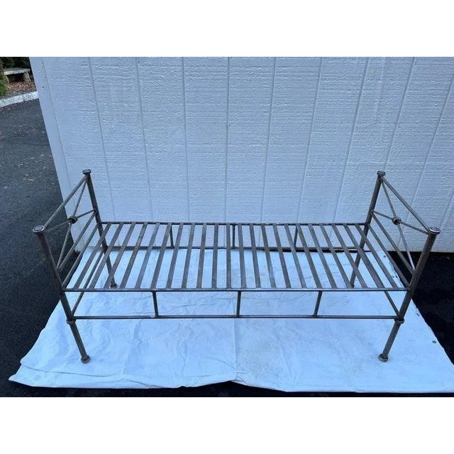 American Wrought Iron Bench or Settee in Silver Gray For Sale - Image 3 of 12
