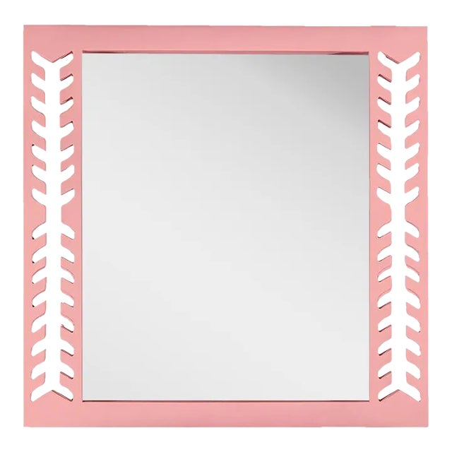 Fleur Home Audubon Spruce Square Mirror in Pink Punch, 48x48 For Sale