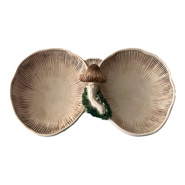 Vintage Trompe L’oeil Ceramic Italian Mushroom Serving Dish For Sale