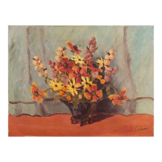 'Still Life, Rust and Jade' by S. L. Kramer, American School Spring Flowers Post-Impressionist For Sale