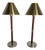 Ralph Lauren Brass and Leather Candlestick Table Lamps, Pair For Sale