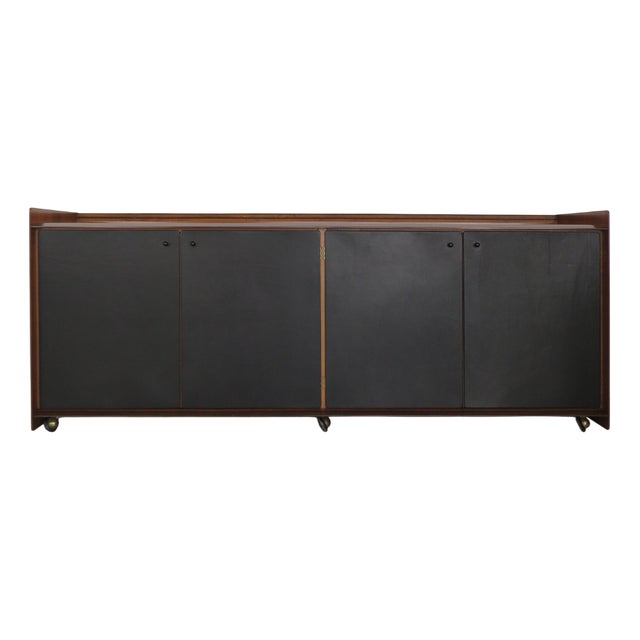 Wooden and Leather Artona Sideboard by Afra & Tobia Scarpa for Maxalto, Italy, 1970s For Sale