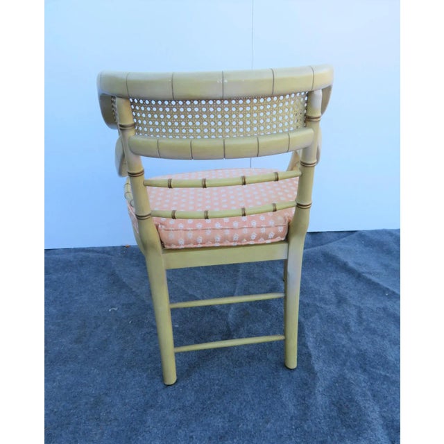 Traditional Mid 20th Century Regency Faux Bamboo Yellow Chair For Sale - Image 3 of 8