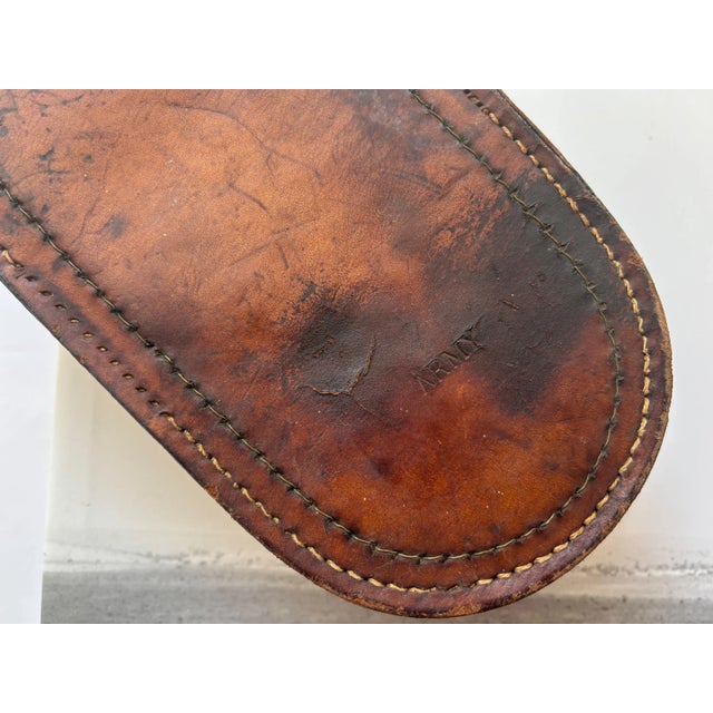 1900s Antique Army Cavalry Leather Horse Curry Brush For Sale - Image 4 of 6