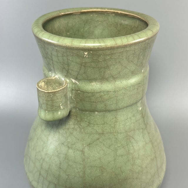 Chinese Vintage Chinese Longquan Celadon Arrow Vase With Two Ear‑Handles For Sale - Image 3 of 7