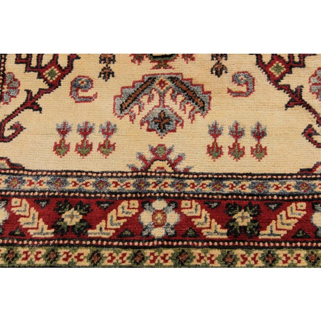 Textile Boho Chic Kazak Ivory/Red Wool Runner Rug - 2'8''x9'8'' For Sale - Image 7 of 10