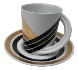 Espresso Collection Cup and Saucer No 5 by Ursula and Karl Scheid for Rosenthal Studio Line, 1980s, Set of 2