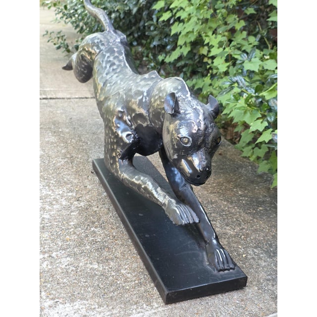 Vintage XL Cast aluminum Metal Cheetah Statue 42 inches long 21 inches tall. For Sale In Houston - Image 6 of 13