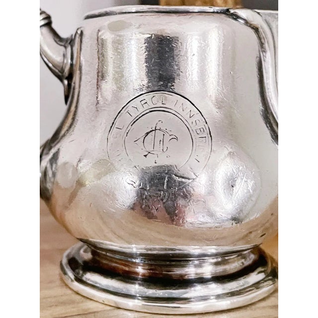 French Antique Silver Plated Creamer From Hotel Tyrol in Innsbruck For Sale - Image 3 of 7