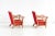 Red Set of French Oak & Elm Armchairs by Marguerite Dubuisson, 1947 For Sale - Image 8 of 10