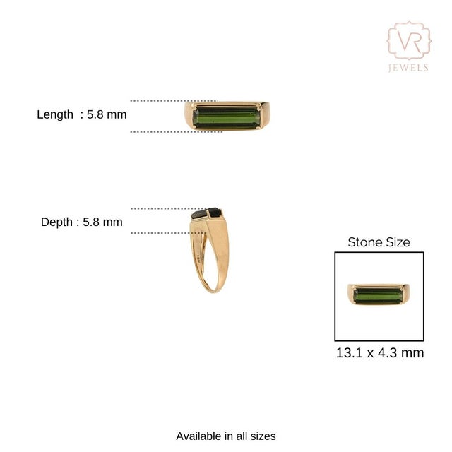 2.19 Carat Certified Green Tourmaline Baguette Ring in 18k Solid Gold Size 6 For Sale - Image 9 of 15