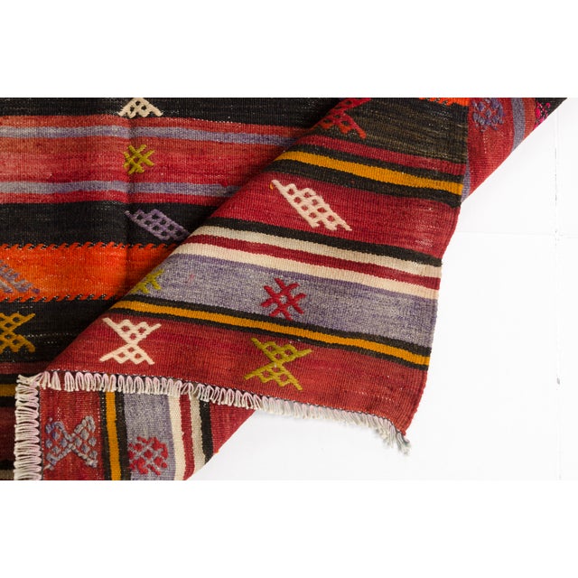 1950s Handwoven Striped Tribal Rug With Small Geometric Motifs For Sale - Image 4 of 10