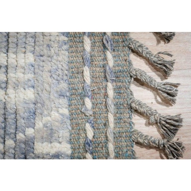 Textile 6x9 Blue Hand-Knotted Wool Diamond Lattice Geometric Modern Carpet Rug For Sale - Image 7 of 10