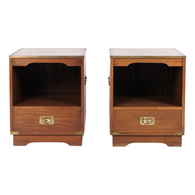 Bedside Tables in Mahogany with Leather Top by Bevan Funnell, 1960s, Set of 2 For Sale