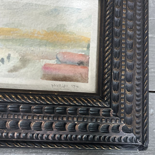 1970’s original abstract pastel landscape watercolor painting. Signed and dated. Measures 7x5 or 11.5x9.5 framed. Check...