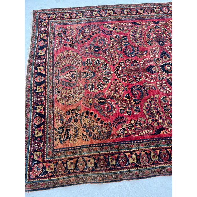 Antique Sarouk in Original Dyes Floral Sprays with Movement & Harmony Rug 4.2 x 6.4 For Sale In Milwaukee - Image 6 of 8