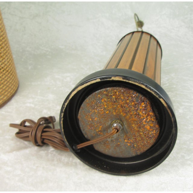 Mid 20th Century Mid Century Modern Gruvwood Lamp Walnut and Black Metal Base For Sale - Image 14 of 14